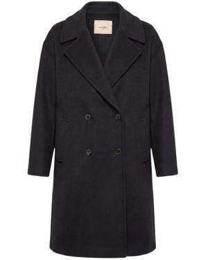 Twinset Double-Breasted Coats - Schwarz