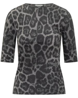 Stella McCartney Overhemden ,Grijs ,Top Met Luipaardprint - Zwart