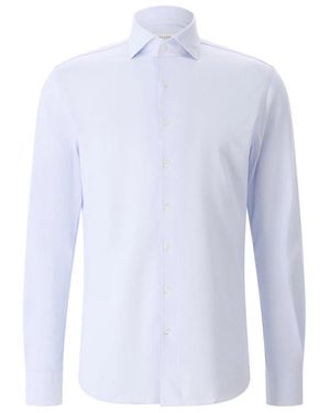 Profuomo Overhemden ,Blauw ,Katoen Japanese Knitted Shirt - Wit