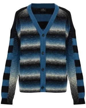 Paul Smith Woll-Cardigan Mit Streifen - Blau