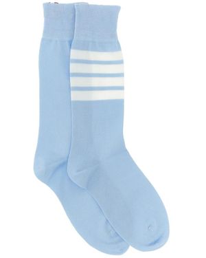 Thom Browne Cotton 4-Bar Mid Calf Sock - Blauw