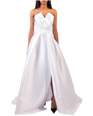 Doris S Elegantes Weißes Langes Kleid - Lila