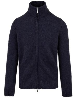 FILIPPO DE LAURENTIIS Blauer pullover mit durchgehendem reißverschluss
