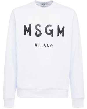 MSGM Hoodies & Sweatvesten ,Wit ,Katoen Lange Mouwen Katoenen Sweatshirt
