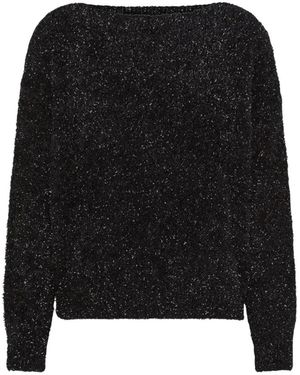 Niu Truien & Vesten ,Zwart ,Lurex Ronde Hals Trui