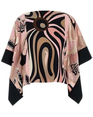 Emilio Pucci Print Stretch Viscose Cape Top - Schwarz