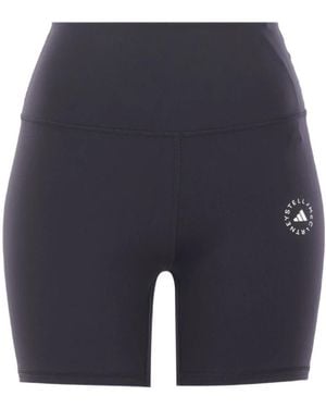 adidas By Stella McCartney Schwarze High-Waist-Logo-Shorts - Blau