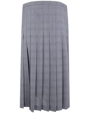 Junya Watanabe Rokken ,Grijs ,Wol Plissé Rok Met Glen Check-Ruit
