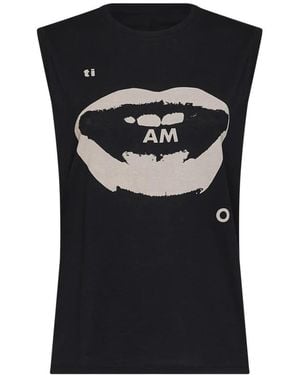 Fendi Tops ,Zwart ,Katoen Jersey Top Met Ti Amo Print