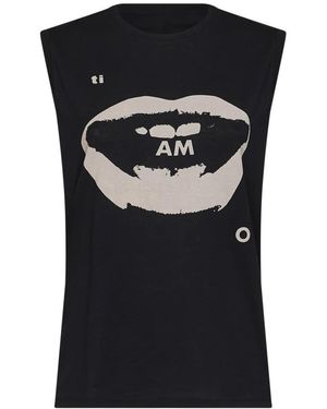 Fendi Tops ,Zwart ,Katoen Jersey Top Met Ti Amo Print