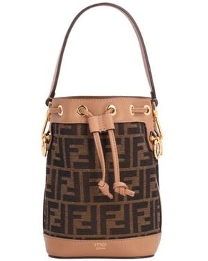 Fendi Stilvolle Eimer Tasche Mit Zugverschluss - Braun