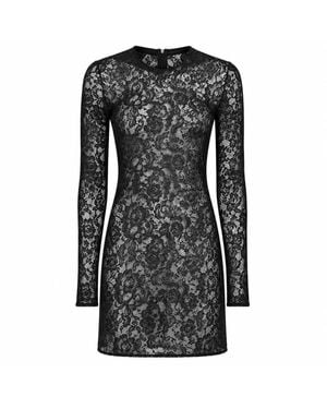 Dolce & Gabbana Kleedjes ,Zwart ,Jurk Met Lange Mouwen En Semi-Transparante Stof