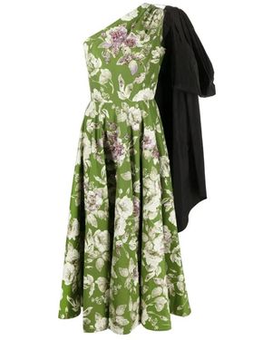 Erdem Kleedjes ,Groen ,Katoen One-Shoulder Midi Jurk