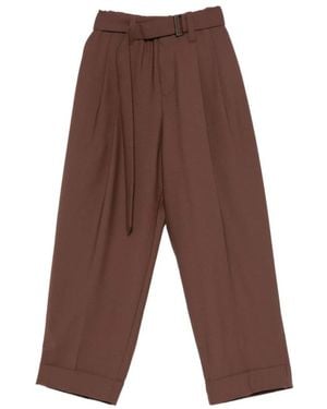 Brunello Cucinelli Broek Met Riem En Plooien - Bruin