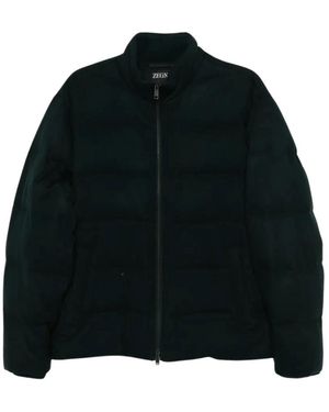 ZEGNA Jassen ,Groen ,Technische Twill Donsjack - Zwart