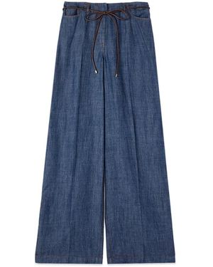 Oltre Jeans ,Blauw ,Denim Palazzo Broek Met Wijde Pijpen En Denim Effect