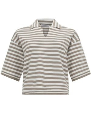 Max Mara Tops ,Veelkleurig ,Dolce V-Neck Polo Top - Grijs
