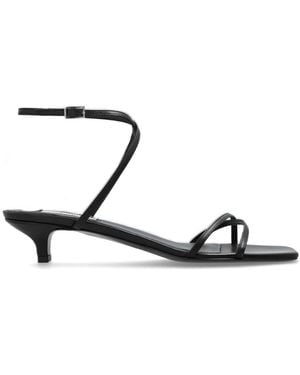TOTEME Schoenen ,Zwart ,Leer Leren Sandalen Met Gekruiste Banden