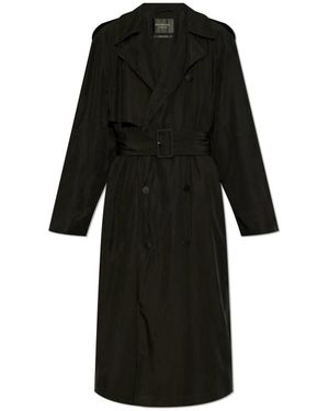 Balenciaga Jassen ,Zwart ,Leer Trenchcoat Met Riem