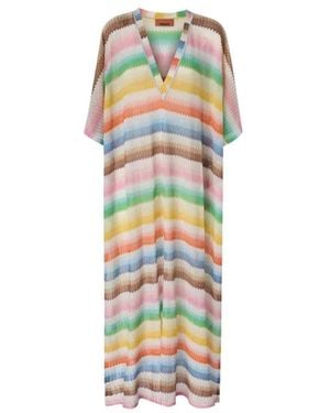 Missoni Zig-Zag V-Neck Maxi Jurk - Groen