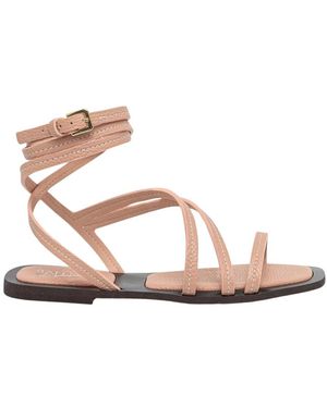 Pollini Schoenen ,Leer Platte Sandalen - Roze