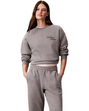 Calvin Klein Sweatshirt Aus Baumwollfleece Mit Ballonsaum - Grau