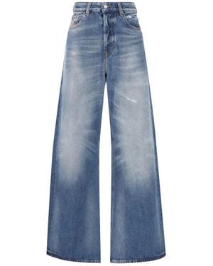 DIESEL Jeans straight-leg blu con whiskering