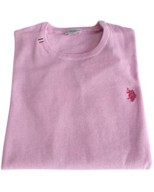 U.S. POLO ASSN. Truien & Vesten ,Roze ,Katoen Maglia Girocollo - Paars