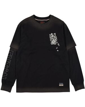 Evisu Long Sleeve T-Shirts - Black