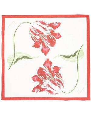 KENZO Accessoires ,Veelkleurig ,Katoen Logo Scarf - Rood