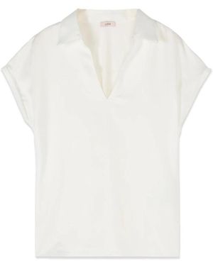 Oltre Tweedelig T-Shirt Met V-Hals - Wit