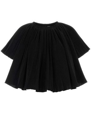 Co. Overhemden ,Zwart ,Katoen Crinkle Geplooide Cape Top