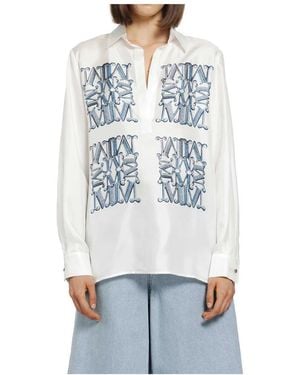 Max Mara Nabil Zijde Print Shirt - Wit