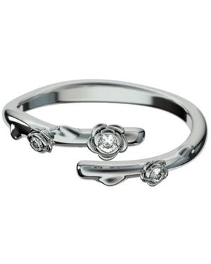 John Richmond Accessoires ,Grijs ,Open Bloem Ring Met Sprankelende Accenten - Wit