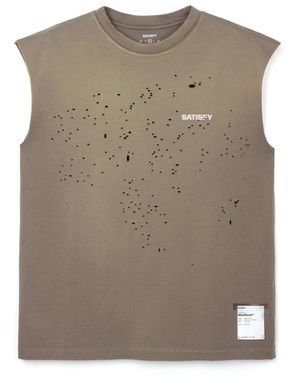 Satisfy Tops ,Katoen Mouwloos T-Shirt Met Ronde Hals - Naturel