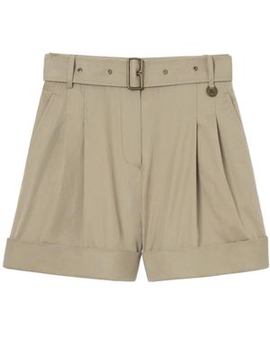 Burberry Gestreifte Tropical Gabardine Shorts Mit Gürtel - Natur