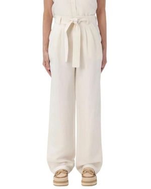 Woolrich Broeken ,Wit ,Linnen Wide Leg Broeken - Naturel
