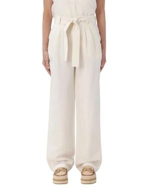 Woolrich Broeken ,Wit ,Linnen Wide Leg Broeken - Naturel