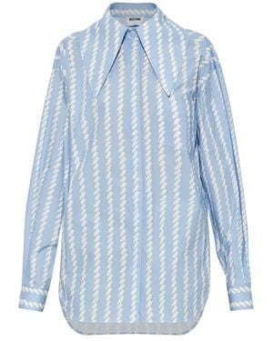 Moschino Overhemden ,Blauw ,Katoen Losvallend Shirt Met Zak
