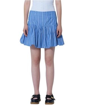 Ganni Rokken ,Blauw ,Katoen Gestreepte Katoenen Minirok