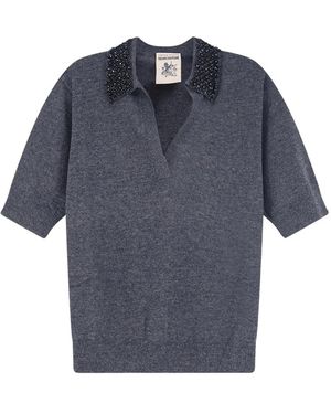 Semicouture Tops ,Grijs ,Polo Margy - Blauw