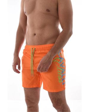 Roberto Cavalli Badmode ,Oranje ,Polyester Oranje Logo Zwembroek