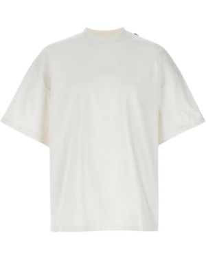 Jil Sander Tops ,Wit ,Katoen T-Shirt Met Ronde Hals