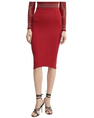 Guess Katelyn Midi Knit Rok - Rood