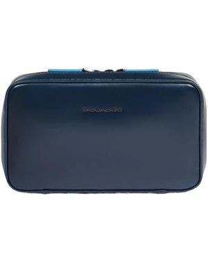 Piquadro Tassen ,Blauw ,Leer Elektronische Kabeltas Met Muiskoker