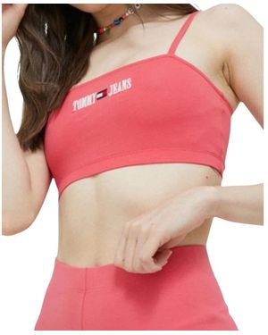 Tommy Hilfiger Tops ,Roze ,Katoen Crop Top Ultra Archive - Rood