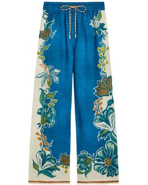ALÉMAIS Broeken ,Veelkleurig ,Linnen Luca Wide-Leg Broek - Blauw