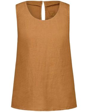 120% Lino Sleeveless Tops - Brown