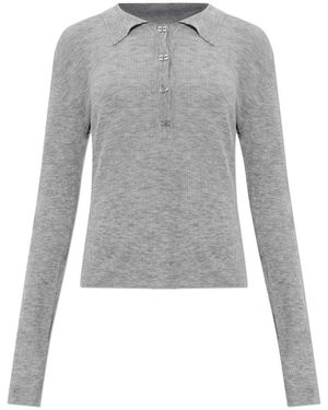 Ganni V-Neck Knitwear - Gris