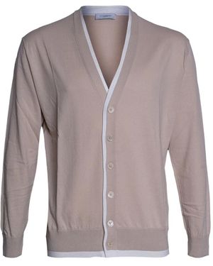 Paolo Pecora Truien & Vesten ,Katoen V-Neck Cardigan - Bruin
